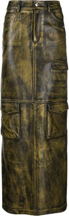 GCDS Biker Cargo maxi skirt - women - Viscose/Calf Leather - S - Green