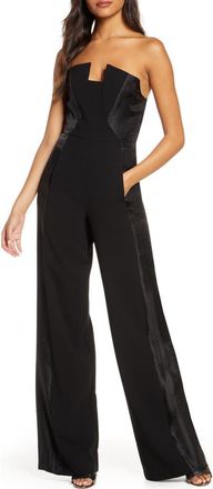 Black Halo Lena Strapless Jumpsuit in Black Black at Nordstrom, Size 2