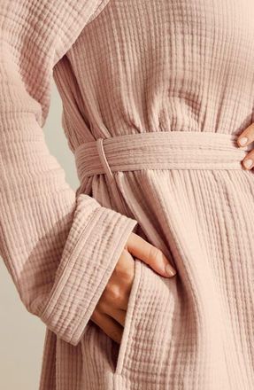 Boll & Branch Dream Rib Organic Cotton Robe in Dusty Rose at Nordstrom, Size Xx-Large
