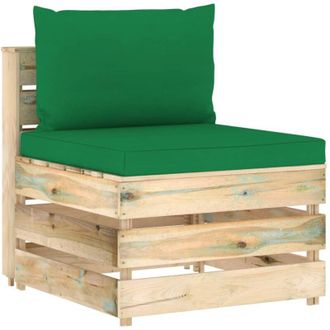 vidaXL Sof&aacute; Central Seccional Con Cojines Madera Impregnada Gris Vidaxl