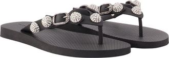Balenciaga Womens Cagole Thong Sandals - Balenciaga Strass Black Other Shoes Flat-Shoes
