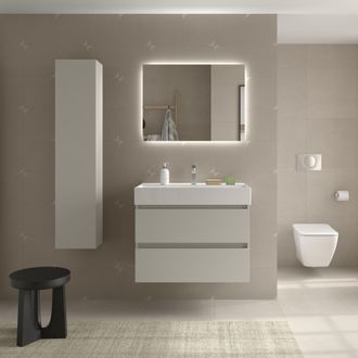 Cygnus Bath Mueble De Ba&ntilde;o Bequia 100cm Gris Mate 2 Cajones Lavabo Veneto 1 Poza Porcelana