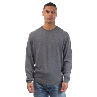 HUGO BOSS Heren Bagritte-E Extra-Fijn Merino Wol Sweatshirt (Grijs)