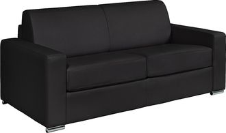 Vente-Unique Sof&aacute; 3 plazas r&aacute;pido en cuero de b&uacute;falo negro - Cama de 140 cm - Colch&oacute;n de 14 cm CALITO