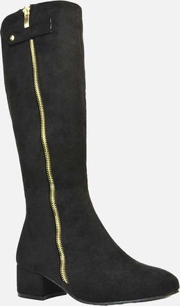 XY London Womens XY London Womens/Ladies Darcy Zip Low Block Heel Knee-High Boots - Black - Size: 3