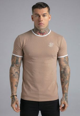 Siksilk Mens Beige,White Ringer T-Shirt XXL