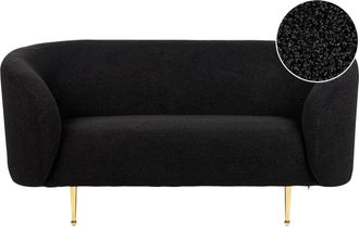 Beliani Sof&aacute; 2 Plazas De Poli&eacute;ster Negro Dorado Boucl&eacute; Suave Patas Retro Glamour Loen