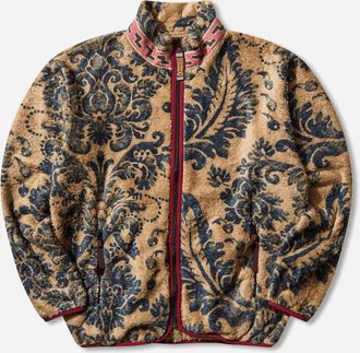 KAPITAL Men s Damask Fleece Zip Jacket (Virgin Mary) Beige