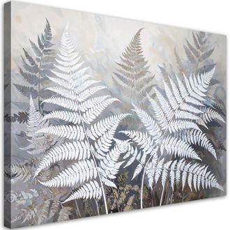 Feeby Impresi&oacute;n De Imagen Hojas De Helecho Naturaleza Plantas Blanco Y Beige 100x70