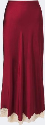 Rixo Crystal lace-trimmed satin slip skirt