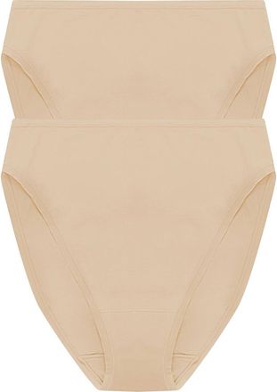 Natori Bliss Bare Cotton High Cut Brief 2-Pack in Lt. Mocha at Nordstrom, Size Xx-Large