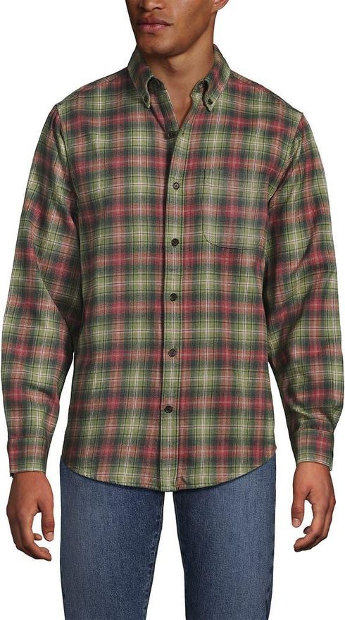 Traditional Fit Flagship Flannel Shirt in Sunwashed Olive Multi Plaid at Nordstrom, Size Xx-Large