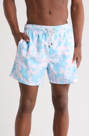 Vintage Summer Swimwear Floral Print Swim Trunks in Blue at Nordstrom Rack, Size Xx-Large