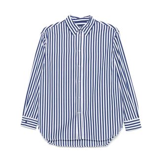 Polo Ralph Lauren Shirts, female, Blue, Size: XS Oversized Striped Cotton Shirt
