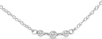 House of Brilliance Sterling Silver 1/5 Cttw Lab Grown Diamond 3 Stone Station Necklace