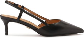Kazar Zwarte pumps met uitgesneden bovendeel - Dames - Pumps - Zwart - 36 EU - Leer - Schoenen