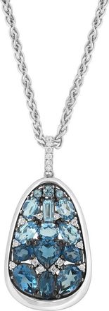 Effy Sterling Silver Blue Topaz, London Blue Topaz & Diamond Oval Pendant Necklace at Nordstrom Rack, Size 7