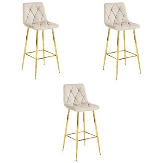 OEM Taburete Nado - Terciopelo Beige / Patas Doradas X 3