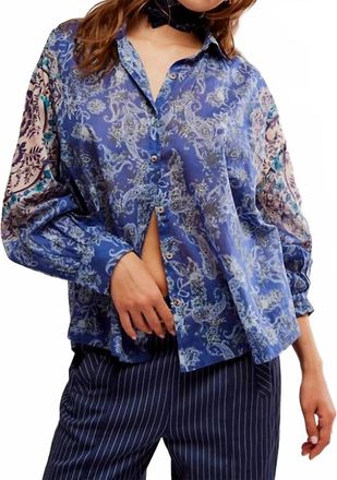 Free People Rose Bud Blouse In Cerulean Blue