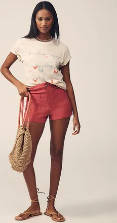 Maeve Colette Linen Blend High-Rise Shorts by Maeve