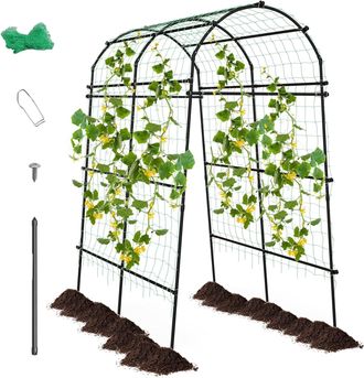 Costway Costway - Arco De Jard&iacute;n Con Enrejado Para Plantas Trepadoras, Estructura De Metal Recubierta De Pe, Arco Para El Jard&iacute;n De Flores, Vi&ntilde;as, Hortalizas,