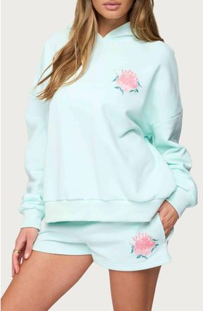 Edikted Beach Bloom Hoodie in Mint at Nordstrom, Size X-Large