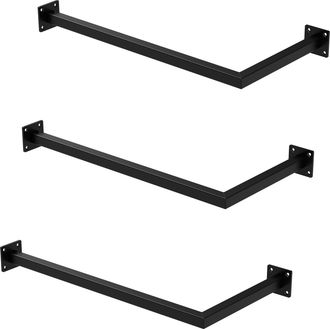 ML Design Ml-design - Set 3x Percheros De Pared Para Esquina 60 X 30 Cm De Acero Inoxidable Negro Forma De L Para Vestidor Armario Ba&ntilde;o O Cocina Barra De Almace