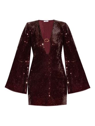 Oséree sequin-embellished deep-V mini dress - Red