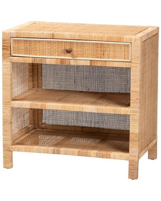 Baxton Studio Bella Modern Bohemian Mahogany & Rattan 1-Drawer Console Table