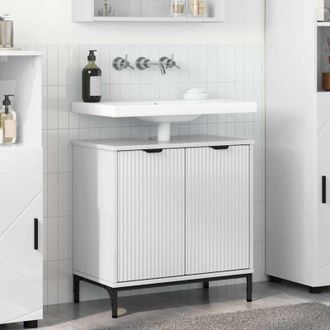 vidaXL vidaXL Armadio per Lavabo da Bagno Bianco lucido 60,5 x 33,5 x 61 cm