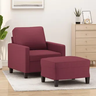 vidaXL Vidaxl - Sill&oacute;n Con Taburete Tela Rojo Tinto 60 Cm