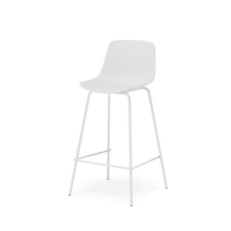 Koketto Home Taburete de cocina bajo blanco con estructura met&aacute;lica