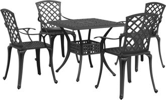 vidaXL 5 Piece Garden Dining Set Black Cast Aluminium vidaXL