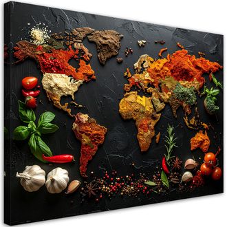 Feeby Cuadro Sobre Lienzo, Especias Y Hierbas Del Mundo, 120x80