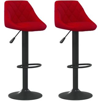 vidaXL Vidaxl - Taburetes De Cocina 2 Unidades Terciopelo Rojo Vino Tinto