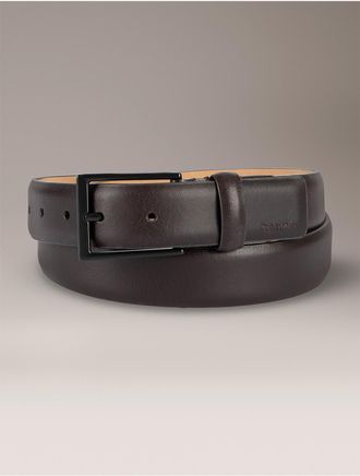 Calvin Klein Mens Embossed Logo Harness Buckle Belt - Dark Brown - XL
