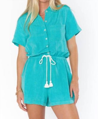 Show me your Mumu Daylight Linen Romper In Teal Linen