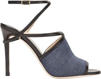 Jimmy Choo London Flora Leather-trimmed Denim Sandals Size 36.5