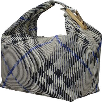 Burberry Womens Check Patterned Polyamide Shoulder Bag Gray