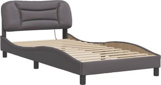 vidaXL Vidaxl - Estructura Cama Con Luces Led Cuero Sint&eacute;tico Gris 100x200 Cm