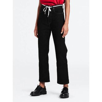 Levi's Ribcage Jeans Womens Black Cotton Denim Straight Leg Ankle JAX1678