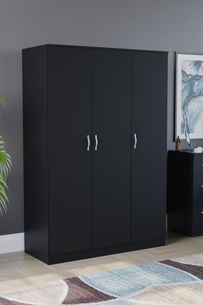 Home Discount Vida Designs Riano 3 Door Wardrobe Storage Organizer in Black