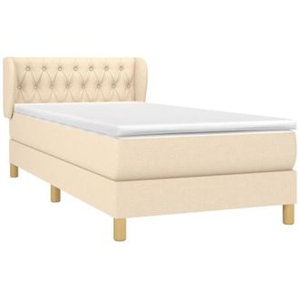 vidaXL Cama Box Spring Con Colch&oacute;n Tela Color Crema 90x200 Cm Vidaxl