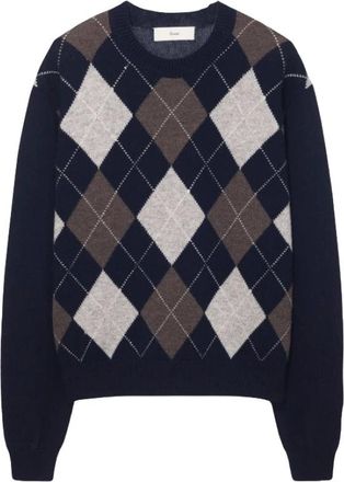 Dunst Truien & Vesten, Heren, Blauw, L, Wol, Argyle Ronde Hals Trui