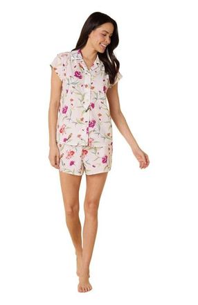 The Cats Pajamas Luxe Pima Short Print Set in Rosa & Bird at Nordstrom, Size X-Small