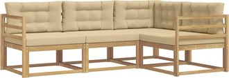 vidaXL Conjunto De Sof&aacute;s De Exterior 3 Uds. Y Beige Poli&eacute;ster Vidaxl