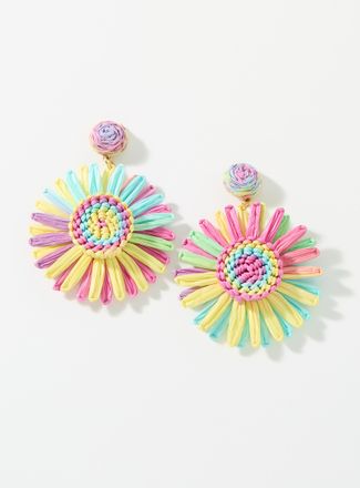 Simons Womens Large raffia flower earrings