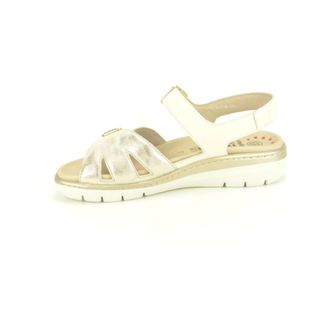 Mephisto Beige Goud Sandaal met Velcro Band - Dames - Sleehakken - Beige - 41 EU - Schoenen