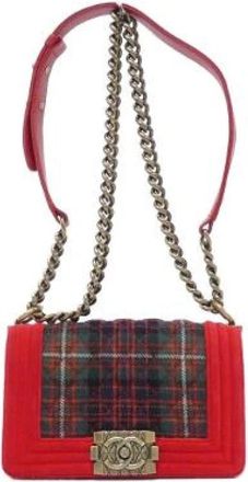 Chanel Pre-owned Boy Velour Canvas Shoulder Bag - Dames - Vintage Schoudertas - Rood - ONE Size - Vintage