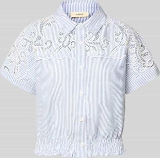 Suncoo Regular Fit Hemdbluse mit H&auml;kelspitze Modell LOlITA in Blau, Gr&ouml;&szlig;e XL